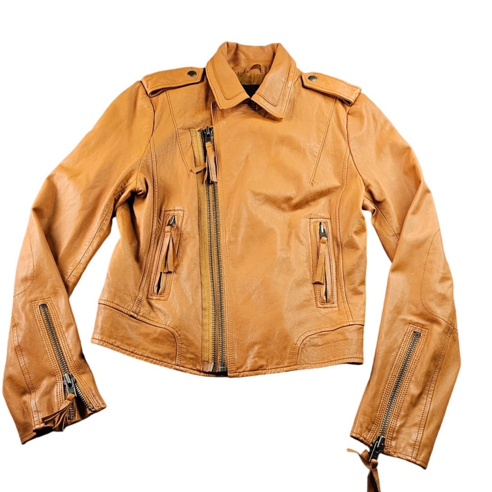 Joie Camel Leather Moto Jacket
